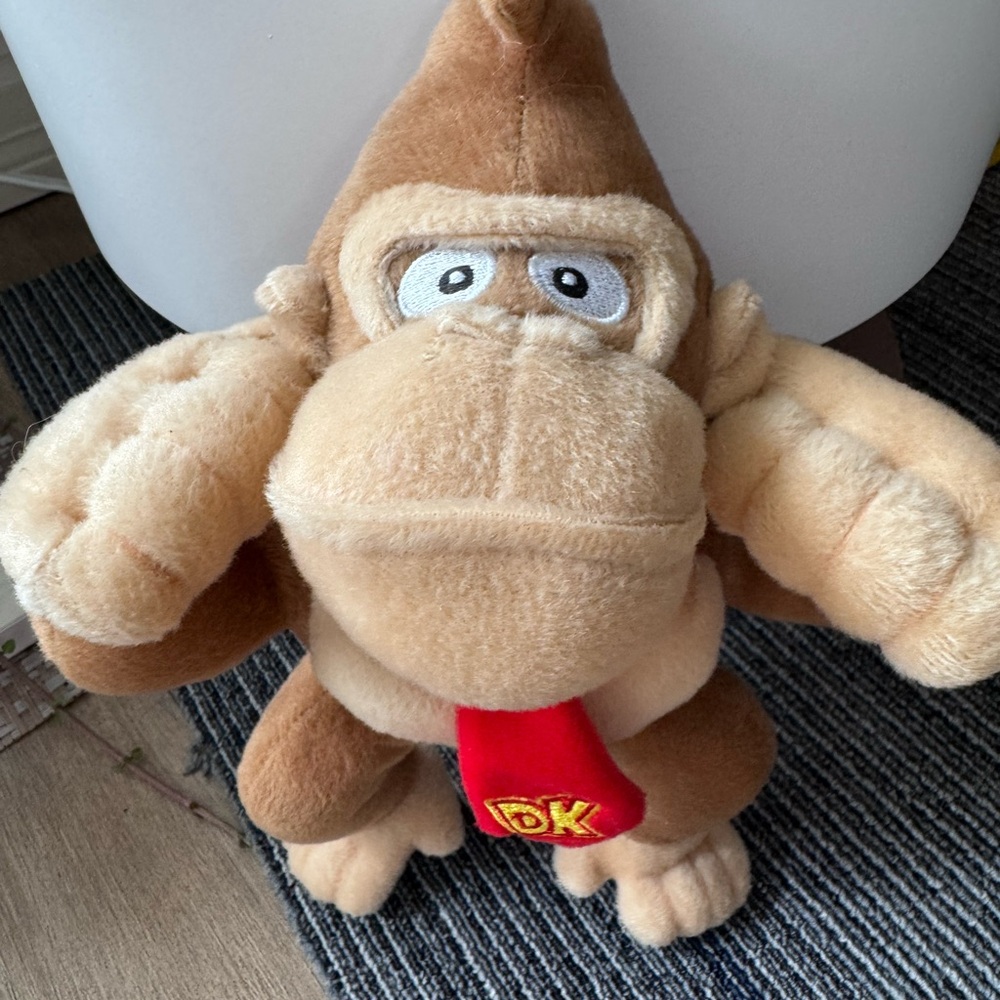 Super Mario Donkey Kong Plush Toy - Tan/Brown Kids Plush with Red DK Tie